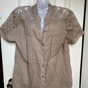 Eloquent button up shirt with lace  size Medium